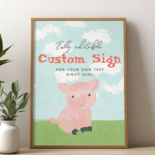 Poster Symbole personnalisé Boys Farm Animal Watercolor
