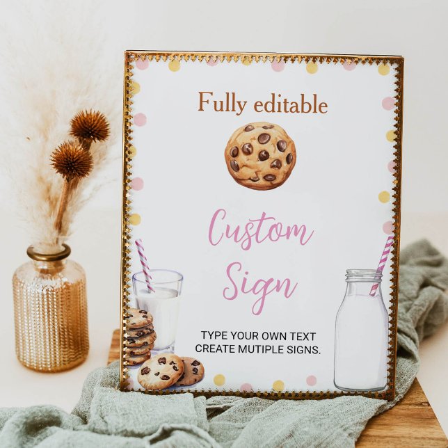 Poster Symbole Personnalisé Fille Lait Et Cookies Fête An (Créateur téléchargé)