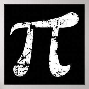 Poster Symbole Pi Grunge Blanc