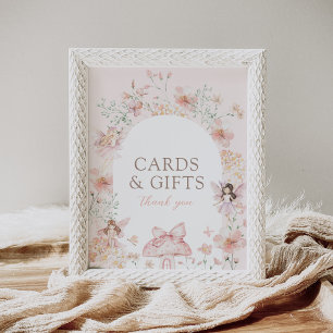 Poster Symbole Pink Floral Fairy Cartes et cadeaux d'anni