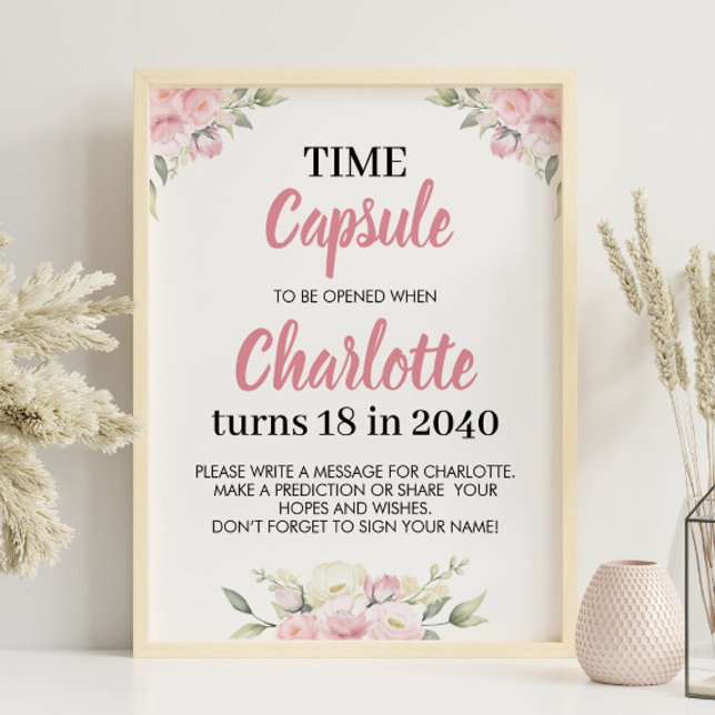 Poster Symbole Pink Floral Girl Birthday Time Capsule (Créateur téléchargé)