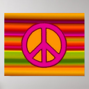 Poster SYMBOLE Pink Orange Fractal & Peace