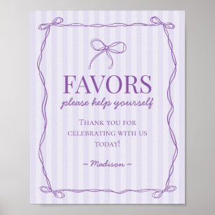 Poster Symbole pourpre Coquette Bow Pastel Lavender Faveu