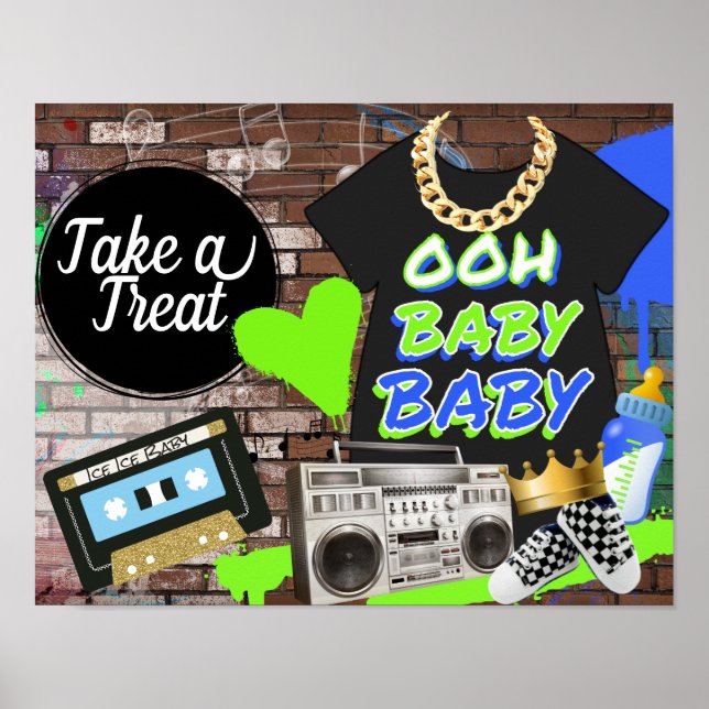 Poster Symbole rétro Hip hop Baby shower-Ooh Baby-Treat (Devant)