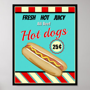 Poster Symbole rétro Hot Dog