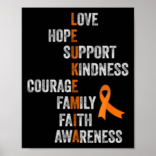 Poster SYMBOLE RIBBON ORANGE Vintage AML Leukemia Awar
