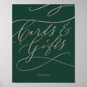 Poster Symbole romantique de calligraphie verte Cartes et