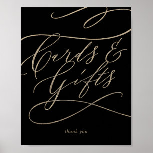 Poster Symbole Romantique Gold Calligraphy Cartes noires 