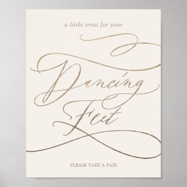 Poster Symbole romantique Gold Calligraphy Pied de danse  (Devant)