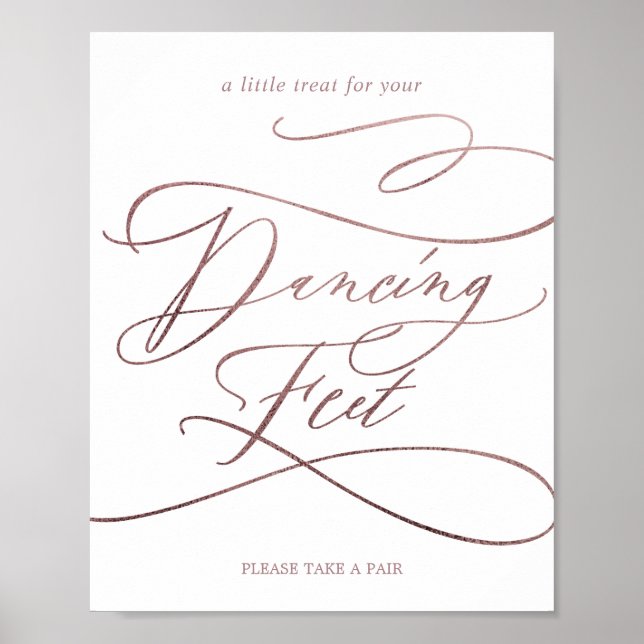 Poster Symbole romantique Rose Gold Calligraphie Pied de  (Devant)