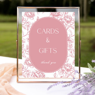 Poster Symbole rose blanc de la Chinoiserie Cartes et cad