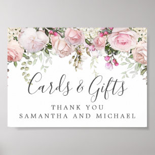 Poster Symbole rose blanc floral Cartes de mariage et cad