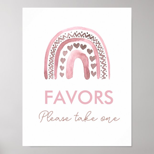 Poster Symbole rose Boho Rainbow Girl Anniversaire Faveur (Devant)