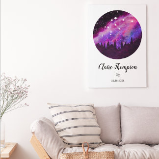 Poster Symbole rose Constellation Aquarius Horoscope Cade