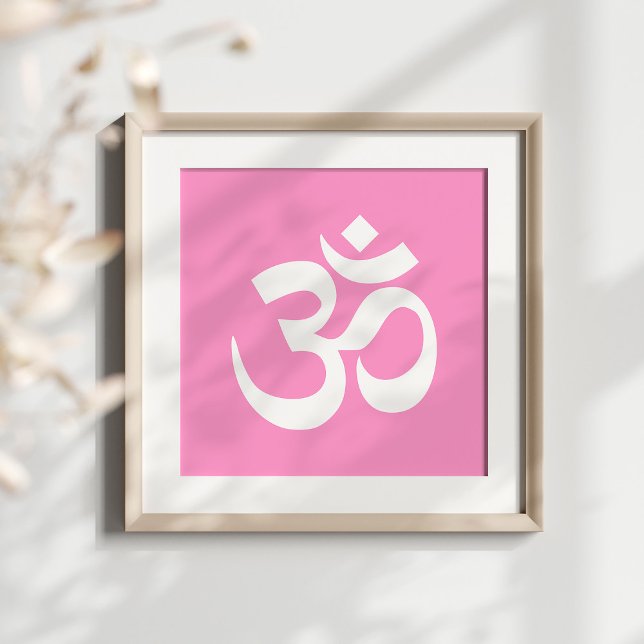 Poster Symbole rose et blanc (Om symbol in pink and white.)