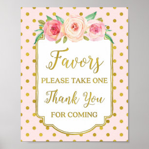 Poster Symbole Rose Gold Dots Blush Floral Faveurs