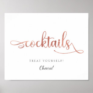 Poster Symbole Rose  Gold Mariage "Cocktails"