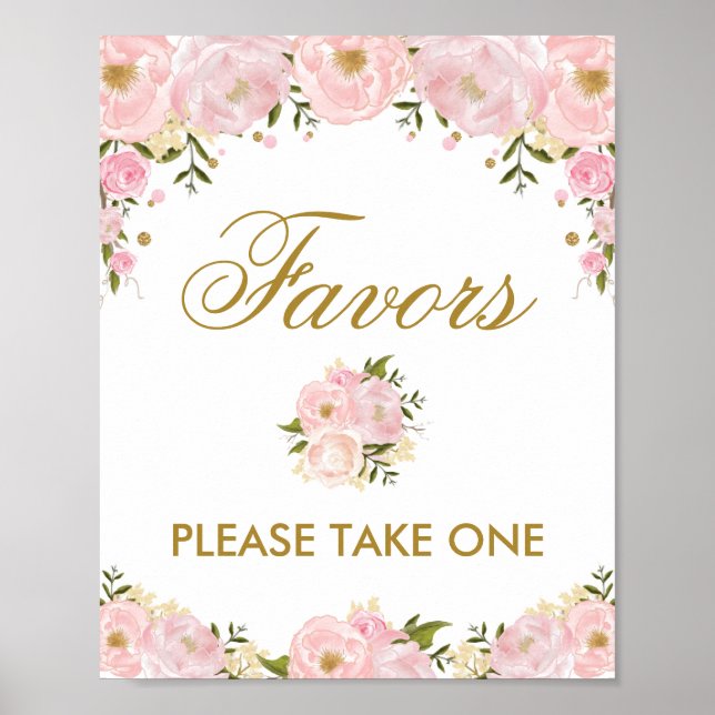 Poster Symbole rose or Mariage Fête des mariées (Devant)