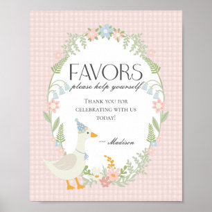 Poster Symbole Rose Silly Goose Floral En vichy Faveurs
