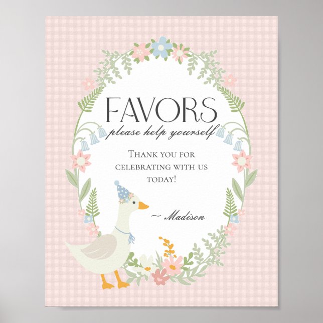 Poster Symbole Rose Silly Goose Floral En vichy Faveurs (Devant)