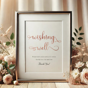 Poster Symbole Rose "Wishing Well" or blanc simple Mariag