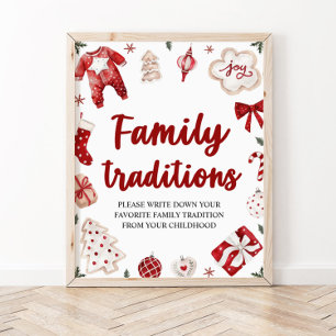Poster Symbole rouge des traditions de la famille de Noël