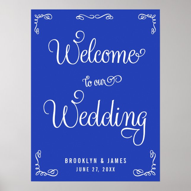 Poster Symbole Royal Bleu de la réception de mariage avec (Devant)