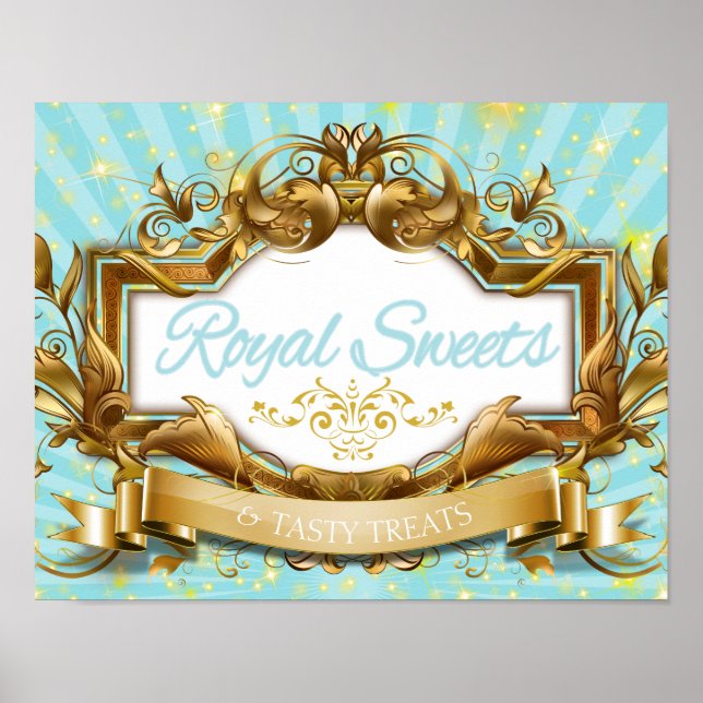 Poster Symbole Royal Sweets and Tasty Traitements Bleu et (Devant)
