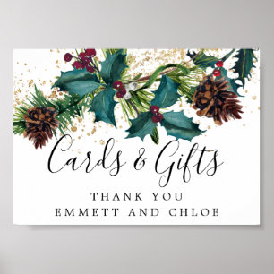 Poster Symbole Rustic Holly Berries Cartes de Mariage et 