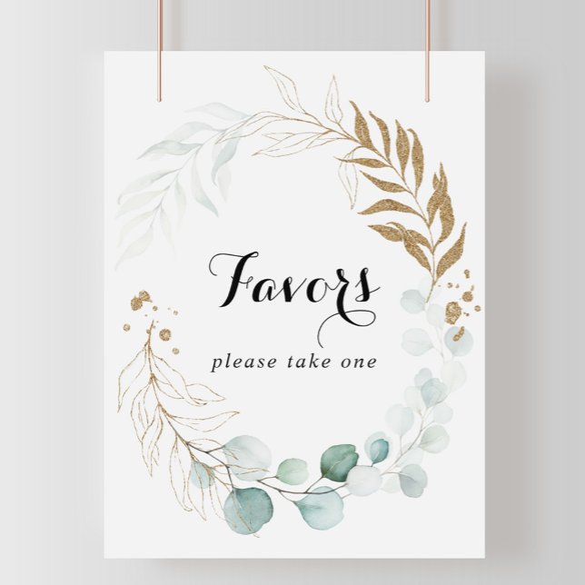 Poster Symbole Rustique Eucalyptus Gold Floral Faveurs (Créateur téléchargé)