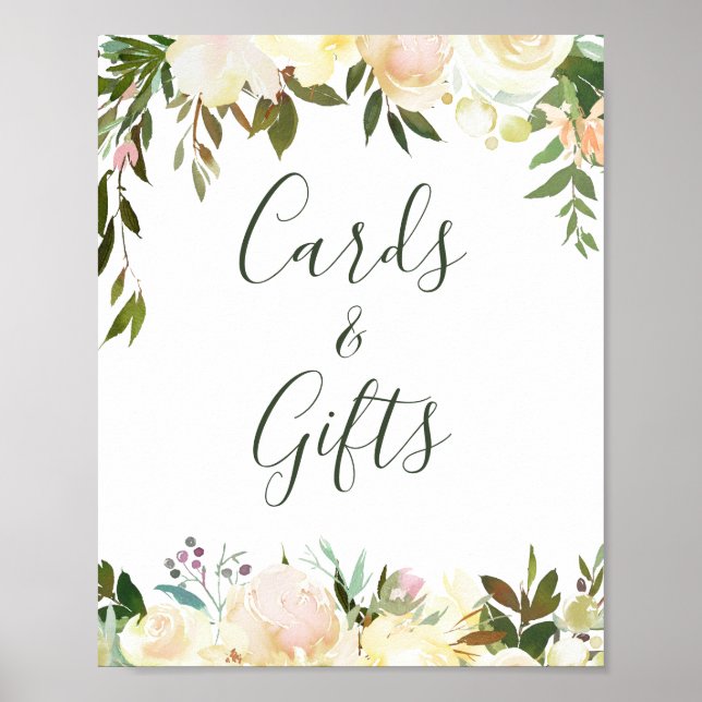 Poster Symbole Rustique vert Floral Cartes et Cadeaux (Devant)