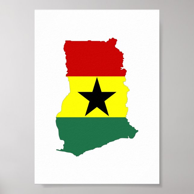 Poster symbole silhouette du drapeau du pays ghana (Devant)