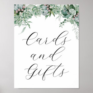 Poster Symbole Succulent et Eucalyptus Cartes et Cadeaux