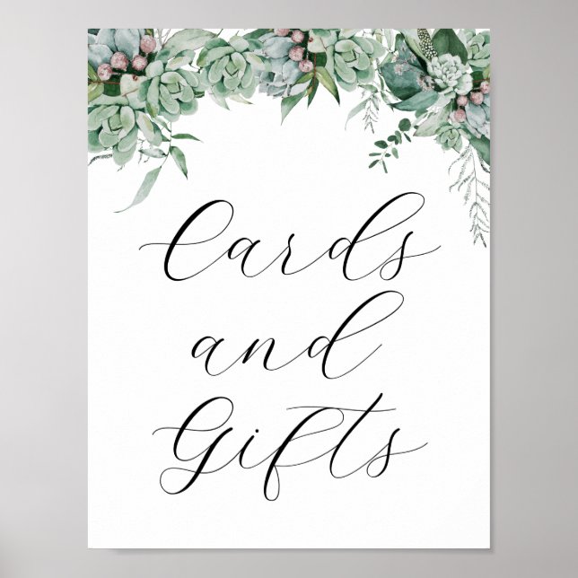 Poster Symbole Succulent et Eucalyptus Cartes et Cadeaux (Devant)