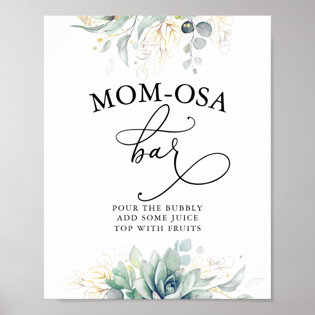 Poster Symbole Succulent Gold Green Mom-osa Bar (Devant)