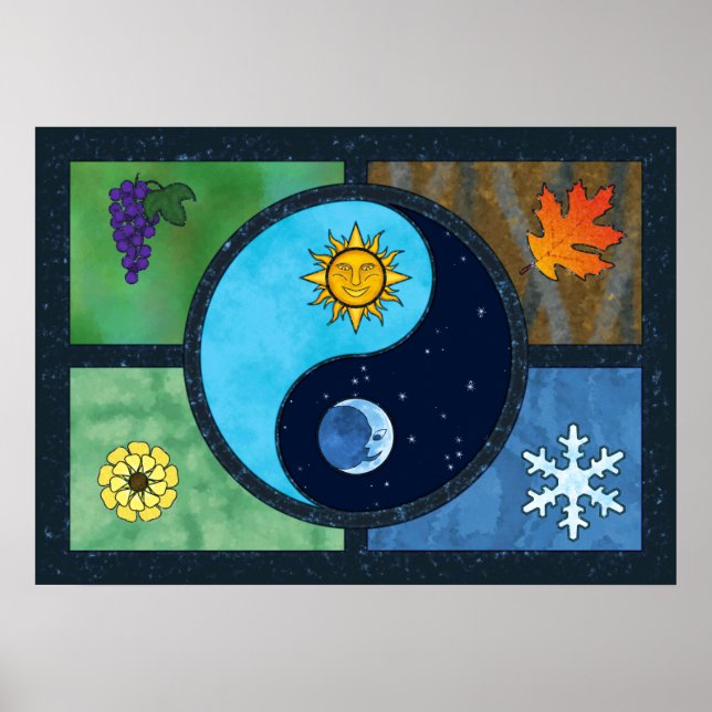 Poster Symbole Sun Moon Yin Yang (Devant)