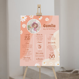 Poster Symbole super Boho Daisy Premier anniversaire Jalo