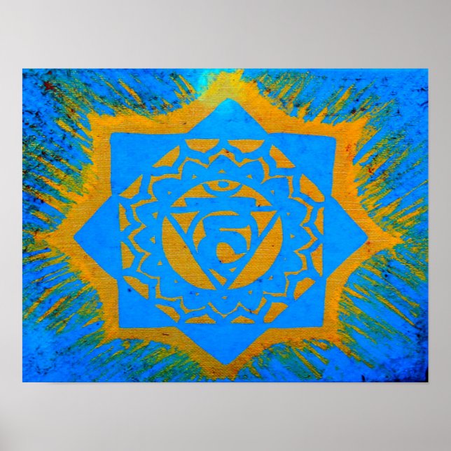 Poster symbole tantrique en or bleu (Devant)