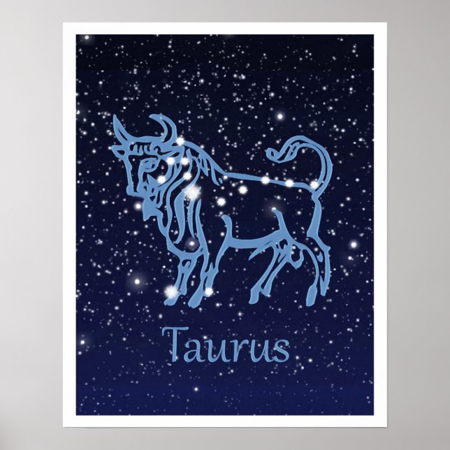 Poster Symbole Taurus Constellation et Zodiaque avec étoi (Devant)