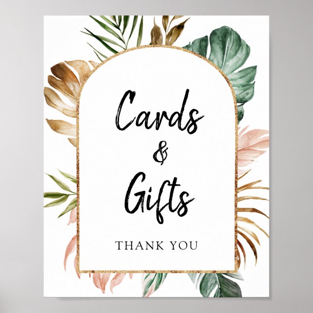Poster Symbole Tropical Feuille Arch Frame Cartes et Cade (Devant)