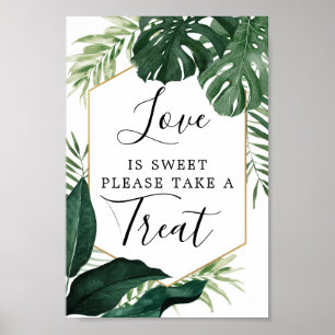 Poster Symbole Tropical Monstera L'Amour Est Des Faveurs 