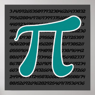 Poster Symbole turquoise Pi vert