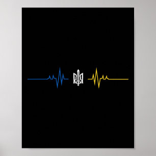 Poster Symbole ukrainien Tryzub avec épée - Ukraine Tride