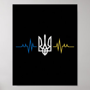 Poster Symbole ukrainien Tryzub sur la poitrine - Ukraine