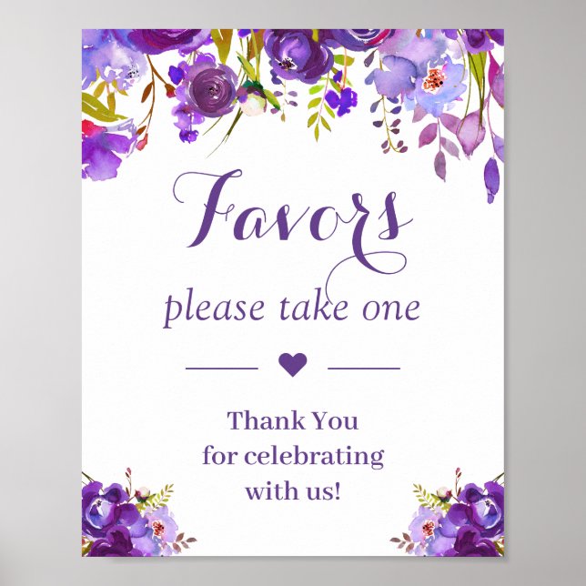 Poster Symbole Ultra Violet Violet Floral Faveurs Mariage (Devant)