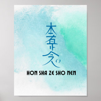 Poster Symbole Usui Reiki traditionnel Hon Sha Ze Sho Nen