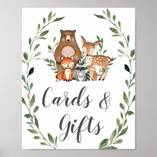 Poster Symbole Vert Bois Animaux Cartes et Cadeaux (Devant)