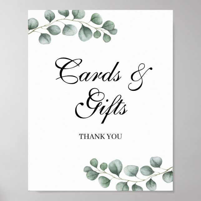 Poster Symbole vert Eucalyptus Cartes de Mariage et Cadea (Devant)