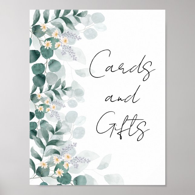 Poster Symbole vert moderne Eucalypt Cartes et Cadeaux (Devant)