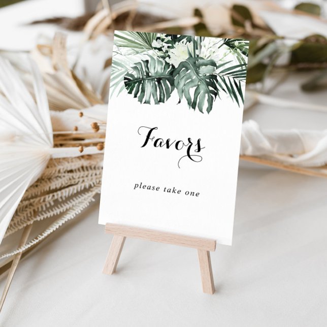 Poster Symbole vert tropical Blanc Floral Faveurs (Créateur téléchargé)